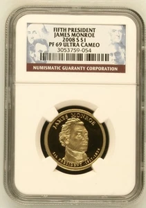 2008 S Proof James Monroe Presidential Dollar NGC PF-69 w/Special Label - Picture 1 of 2