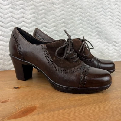 Clarks Bendables Mujer Tacón Oxfords Puntera Gorra Zapatos Cuero Con Cordones 7M Steampunk Foto 1 de 4