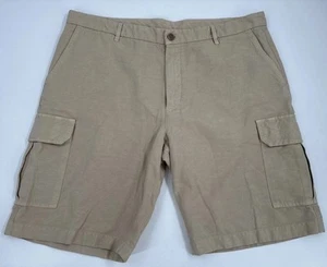 Mens Loro Piana Sandy Tan Cotton and Linen Cargo Shorts Size 56 / 38 - Picture 1 of 12
