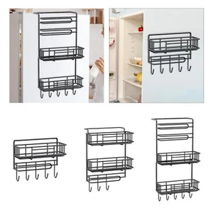 Refrigerator Side Shelf, Spice Storage Rack with Hook, Metal Door Shelf, Over - Picture 1 of 15