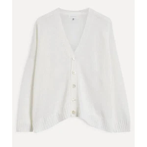 Eskandar White Textured Linen-blend Cardigan Sz One Size - Picture 1 of 11