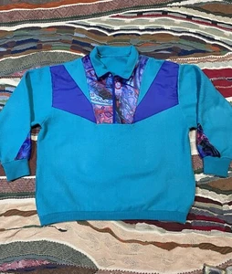 Vellón Vintage Años 90 Cuarto Cremallera Multicolor Estampado Geométrico Talla M - Imagen 1 de 6