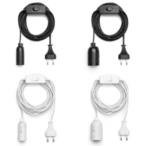 Lampenfassung Fassung Schwarz & Weiß E14 & E27 3,5m Kabel Stecker & Schalter - Bild 1 von 13