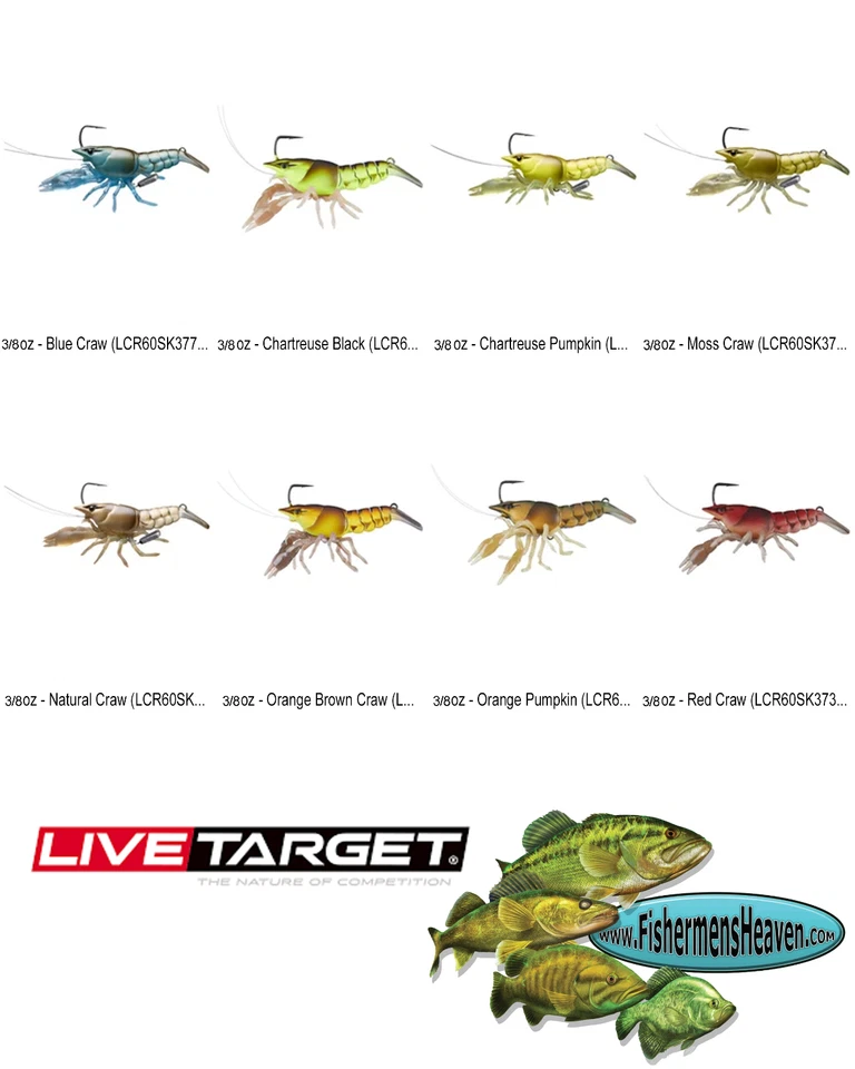 Live Target LIVE Craw Crawfish Crawdad Jig Bait (LCR60SK) 3/8oz Any 8 Colors - Image 1 of 4