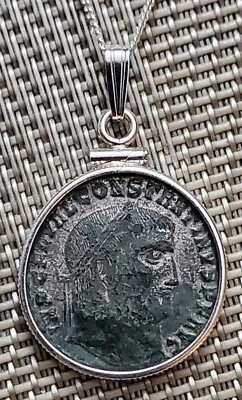 Collar de plata maciza Primer emperador romano cristiano Constantino el Grande  Foto 1 de 4