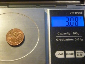 ERROR: Canada 1977 1c struck on Barbados bronze planchet, 3.08 grams - Picture 1 of 3