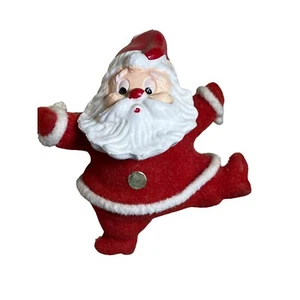 Flocked Felt Dancing Santa Christmas Ornament vintage - Picture 1 of 9