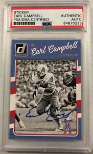 Earl Campbell HOF Signed 2016 Panini Donruss Sticker #114 PSA/DNA Authentic AUTO