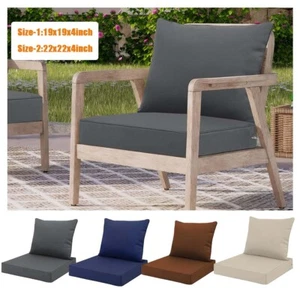 Outdoor Seat Cushion Set 22x22/19 x19inch Waterproof & Fade Resistant Patio - Picture 1 of 80