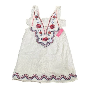 Exhilaration Top bestickt klein Damen Blumen weiß Tank fließend Boho - Bild 1 von 10