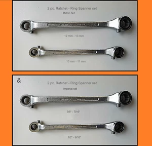 MINIMAX - 1 SAE and 1 Metric - Top Quality Ratchet Ring Spanner Sets. -Japan- - Picture 1 of 4