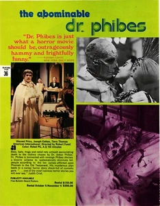 The Abominable Dr Phibes Film Reel Rental Print Ad Vincent Price 11"x8.25" - Picture 1 of 1