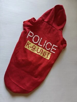 Disfraz de perro policía unidad K9 rojo polar sudadera con capucha ropa para mascotas  Foto 1 de 4