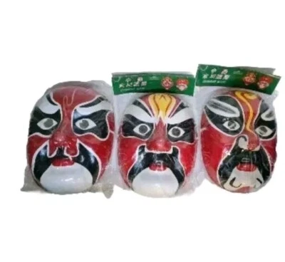 3 x RED Chinese Opera Face Mask Masks Beijing Fancy Dress Wearable/Decorative  - Image 1 of 4