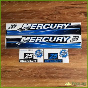 Mercury Outboard Motor 25 HP Blue Laminated Decals Sticker Kit Salt Blue Water - Picture 1 of 3