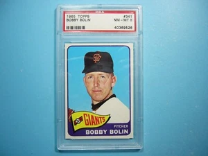 1965 TOPPS MLB BASEBALL CARD #341 BOBBY BOLIN PSA 8 NM/MINT SHARP+ '65 GL - Picture 1 of 4