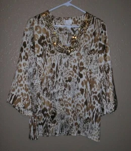Hot In Hollywood Bauernshirt Top gold Pailletten verziert Tiermotiv neu mit Etikett Gr. L - Bild 1 von 11