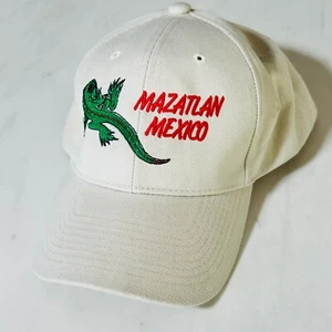 Mazatlan Mexico Cap Mütze Unisex Urlaub Echse beige rot und grün verstellbar - Bild 1 von 5