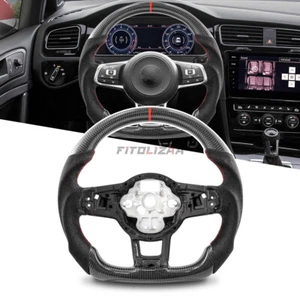 3K Carbon Fiber Steering Wheel For Volkswagen Golf GTI MK7 15-19 Alcantara Grips - Picture 1 of 10