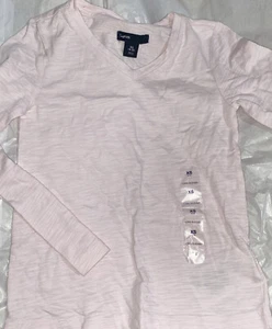 Gap Kids Girls Pink Long Sleeve V Neck Youth Sizes xsmall Light Pink New W/tag - Picture 1 of 4