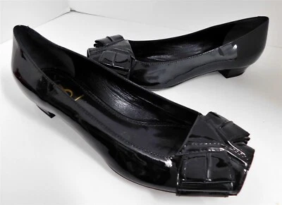 Novo YSL Yves Saint Laurent Preto Patente Biqueira Aberta Flats Itália 39.5 - Imagem 1 de 4