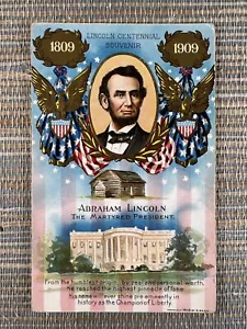 Cartolina Abraham Lincoln centenario ricordo presidente martire compleanno 1909 - Foto 1 di 2