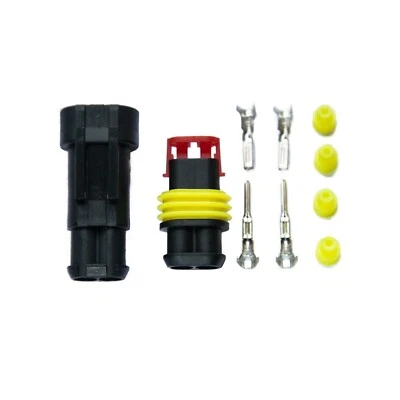 WATERPROOF 2 PIN WAY SUPERSEAL AMP ELECTRICAL WIRE CONNECTOR JOINT PLUG 12v 24v - Image 1 of 4