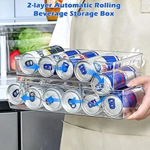 2Tiers Soda Can Dispenser Foldable Holder Organizer Rack Fridge Shelf For 10 Can - Picture 1 of 13