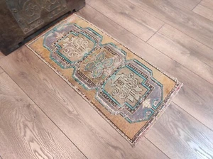 Handwoven Wool Rug, Small Area Rug, Small Boho Rug, Home Decor, 1.4 x 2.8 ft - Picture 1 of 10