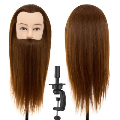 NEVERLAND BEAUTY Man Mannequin Head 100% Real Human Hair Male Hairdressing Head with Beard 14inch