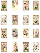 Vintage Pink Rose Mini's Repro Crazy Quilt Fabric Blocks (16) @ 1.25X2" Each