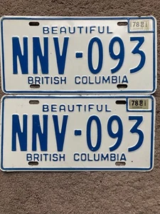 Paar British Columbia Nummernschilder von 1978 - NNV 093 - schön naturbelassen! - Bild 1 von 2