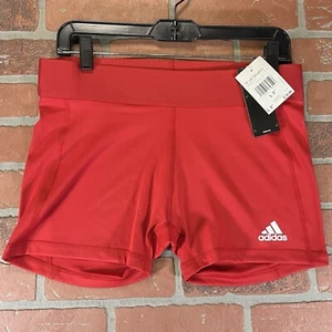 Adidas Women’s Tech Fit Volleyball Shorts Red Large 3 Inch $30 MSRP Brand NWT - Picture 1 of 9