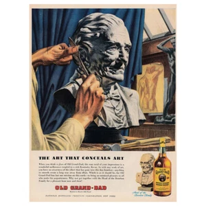 1946 Old Grand Dad: Art That Conceals Art anuncio impreso vintage - Imagen 1 de 1