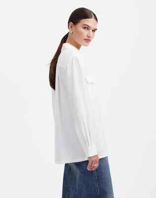 Alexa Chung for Madewell Pleat-Pocket Button-Up Shirt Medium Womens eyelet white - Image 1 of 4