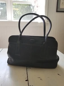 TOD'S - Black Leather Tote Bag Large Pebble Grain Satchel - Picture 1 of 8