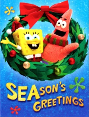 A SPONGEBOB SQUAREPANTS CHRISTMAS AGC Christmas Greeting Card Envelope New MG73 - Image 1 of 3
