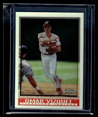1998 Topps Chrome Refractor #33 Omar Vizquel Indians EXMT Scratches Corner Wear - Image 1 of 2