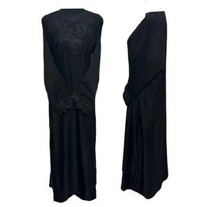 Black Arabian Abaya Jalabiya Modest Dress With Stone Works - Picture 1 of 4