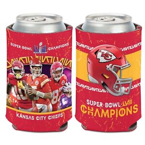 KANSAS CITY CHIEFS SUPER BOWL LVIII CHAMPIONS CAN BOTTLE COOZIE COOLER HOLDER