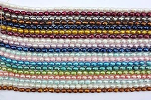 Oval 5-6 mm Natürlich Zuchtperlen Strang Süßwasser Perle Schmuck Kette Halskette - Picture 1 of 19