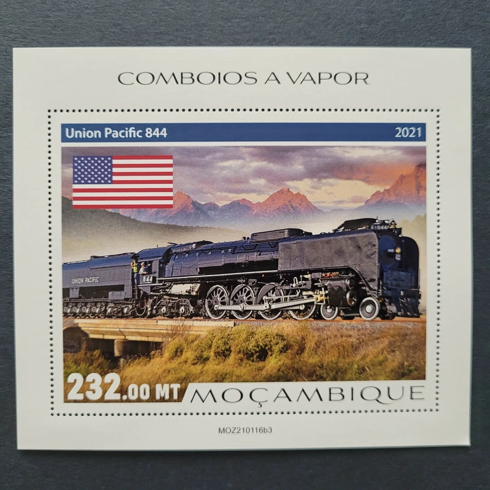 Mozambique 2021 / Trenes de vapor - Union Pacific 844 (EE. UU.) / 1v ms Foto 1 de 1