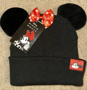 Disney Minnie Mouse black winter hat velvet ears one size BRAND NEW WITH TAGS - Picture 1 of 2