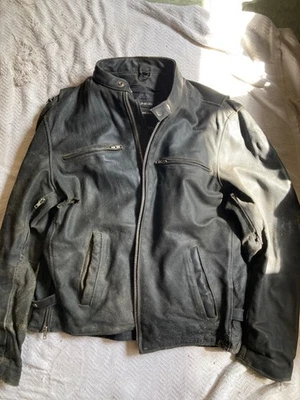 Chaqueta de cuero con cremallera forro Road Wear Buffalo exterior talla grande Foto 1 de 4