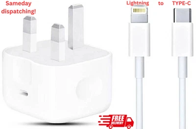 USB C Fast Charging PD Charger Plug Cable Lead For iPhone 13 12 11 Pro X XS Max. - Image 1 of 2