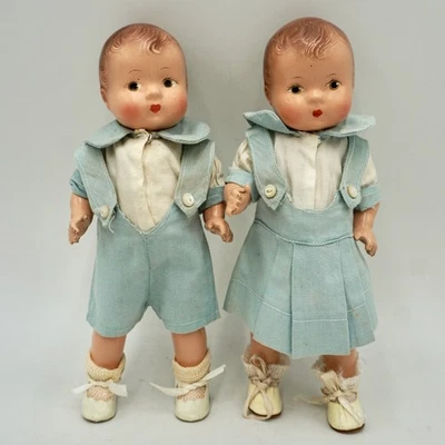 Tan linda composición vintage bebé pequeña hermano y hermana de Effanbee Foto 1 de 4
