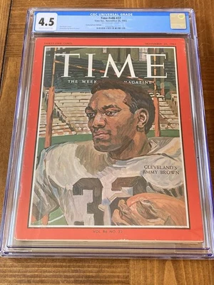 Jim Brown Time CGC 4,5 blanco y negro (1965 Cleveland Salón de la fama)-No Sports Illustrated Foto 1 de 3
