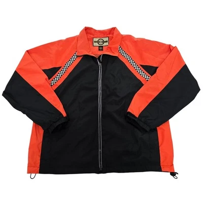 Chaqueta de carreras North End All Climate para hombre cremallera completa negra naranja a cuadros L/G Foto 1 de 4