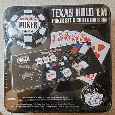 WORLD SERIES OF POKER TEXAS HOLD'EM POKER SET & COLLECTOR'S TIN - NEW - Image 1 of 3