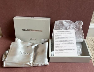 BLISSY Standard Silber 100 % Seide Kissenhülle Standardgröße OFFENE BOX 20" x 26" - Bild 1 von 5